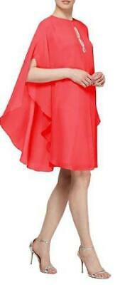 SL Fashions Rhinestone-Embellished Capelet Dress, Size 4