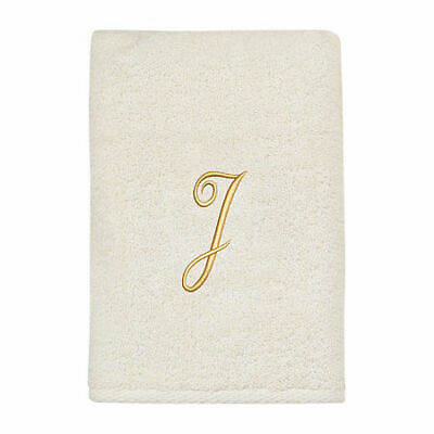 Avanti Towels, Monogram Initial Script Ivory and Gold 16″ x 30″ Hand Towel