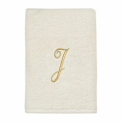 Avanti Towels, Monogram Initial Script Ivory and Gold 16″ x 30″ Hand Towel Beddi