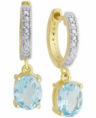 RH Macy Sapphire and Diamond Accent Drop Earrings in 18k Gold-Plated Sterling