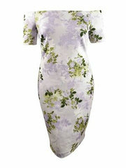 Calvin Klein Women's Off-The-Shoulder Floral Scuba Sheath Dress