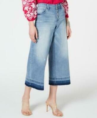 Inc Cropped Wide-Leg Released-Hem Jeans, Size 4