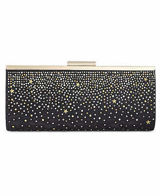 INC International Concepts Black Studded Carolyn Clutch Bag