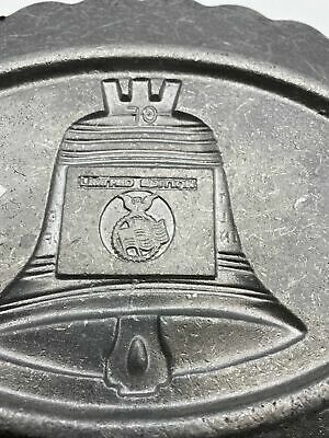 Vintage Bicentennial Liberty Bell Metal Plate Oval Tray 1776 1976 Patriotic USA