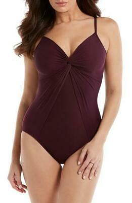 Miraclesuit Twist-Front Faux-Fly-Away Allover-Slimming One-Piece Swimsuit-8/Shz