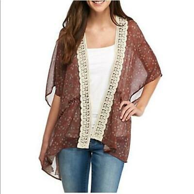 Jolt Crochet Trim Kimono, Size Small