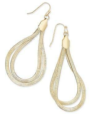 Thalia Soda Extra Gold-Tone Flat Chain Two-Loop Drop Earrings Elegant