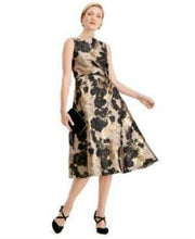 Adrianna Papell Petite Floral-Print Metallic Dress, Size 2P