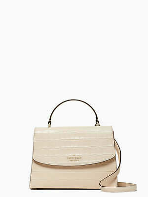 Kate Spade Darcy Croco Embossed Leather Top Handle Satchel, Beige