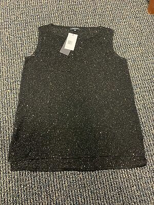 Lafayette 148 New York Sleeveless, Black Metallic Tunic , Size Medium