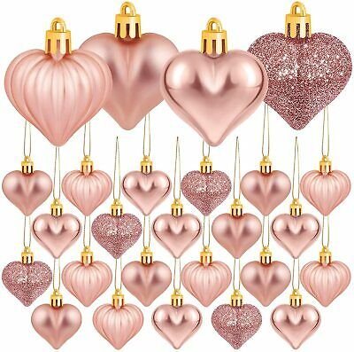 Elcoho 48 Pieces Valentines Day Heart Shaped Baubles Hanging Ornaments Valentin