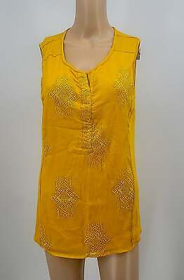 St. Johns Bay Yellow Embroidered Sleeveless Top, Size Medium