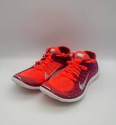 Nike Womens Free Flyknit 4.0 White/Rspbrry Rd/L Running Shoe 8 Womens