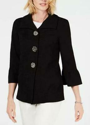 JM Collection Textured Three-Button Jacket,Large