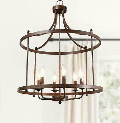 LNC Mocha 6-Light Antique Brozne Rustic Cage Chandelier