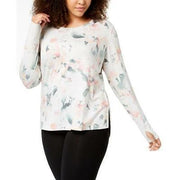 Ideology Womens Long Sleeves Floral T-Shirt, Size 3X