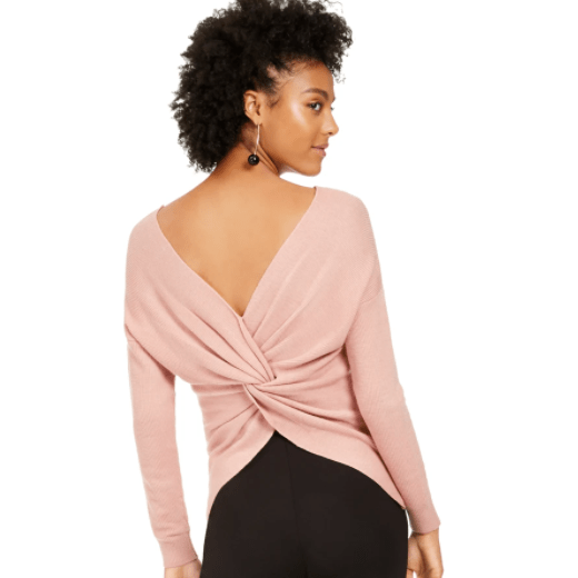 Bar III Wear 2 Ways Twist Sweater, Size Medium