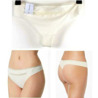 Calvin Klein Invisibles Mesh-trim Thong, Ivory, Small