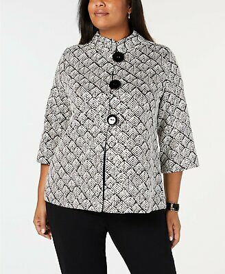 Jm Collection Plus Size Foil-Print Jacket Size 1X