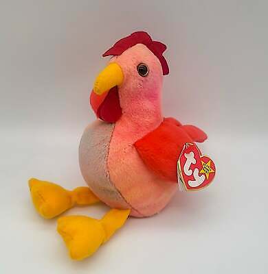 Rare Ty Beanie Baby Strut the Rooster 1996 – P.V.C. Pellets With Tag 14 Errors