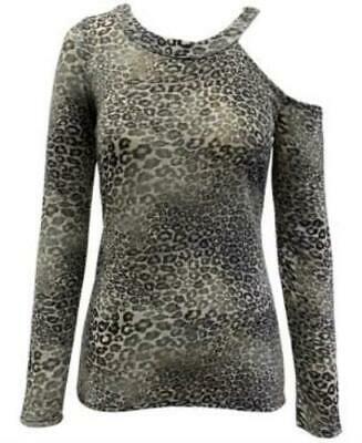 Inc Asymmetrical Animal-Print Top, Size Large