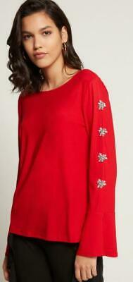 International Concepts Embellished Bell Sleeve, Size Small