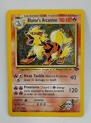 Pokemon Blaines Arcanine 1/132 Holo Gym Challenge Card