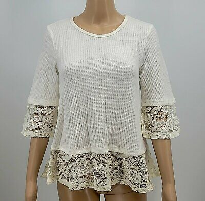 Style & Co Lace Bell Sleeve Top, Petite Medium