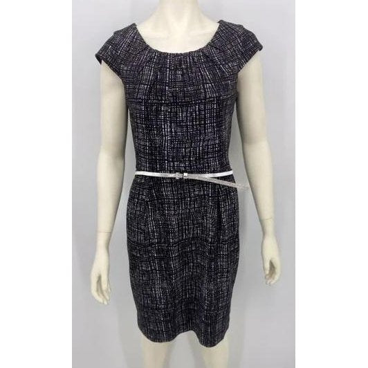 Calvin Klein Knit Cap Sleeve Plaid Dress, Size 6