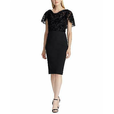 Ralph Lauren Embroidered Petal Sleeve Jewel Neck Sheath Dress, Size 8P