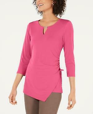 JM Collection Side-Ruched Keyhole Tunic, Size XL