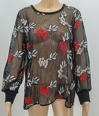 Alfani Womens Floral Embroidered Blouse, Size PXL