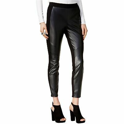 Bar III Womens Faux Leather Mixed Media Ankle Pants, Size X-Small