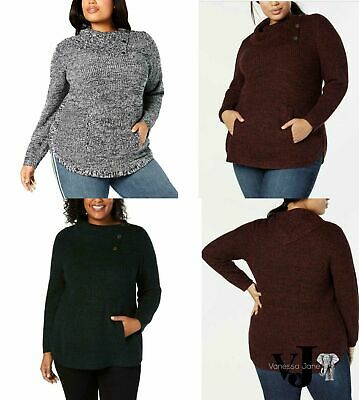 Style & Co. Womens Marled Envelope Neck Pullover Sweater