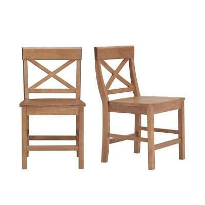 StyleWell Cedarville Patina Oak Finish Dining Chair With Cross Back (Set of 2)