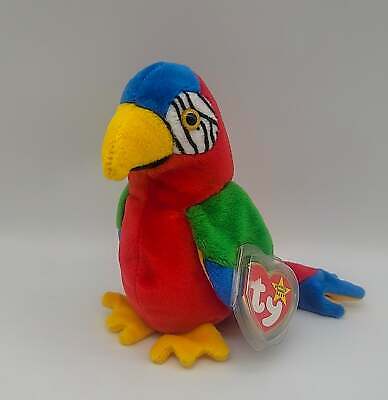 TY Beanie Baby Jabber the Parrot Bird Retired Rare Date Errors Mint 1997 w/Case