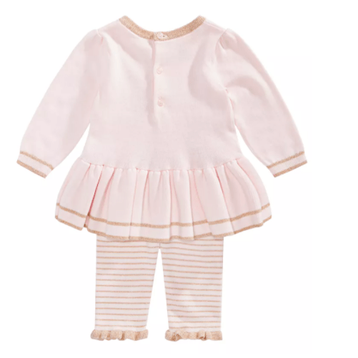 First Impressions Baby Girls Bow Sweater and Striped Tights, Size 12Months