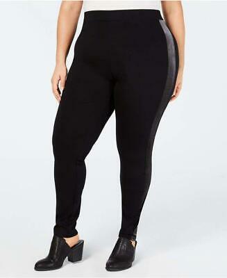 Style & Co Plus Size Velour-Trimmed Leggings, 20W/Black