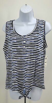 Style & Co Striped Button-Down Tank Top , Size Petite Large
