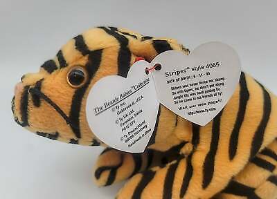 Ty Beanie Baby Rare 1995 Stripes the Tiger Collectible With Errors