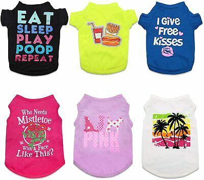 Hylyun Printed Puppy Shirt 6 Packs – Soft Breathable Pet T-Shirt, Size Xs