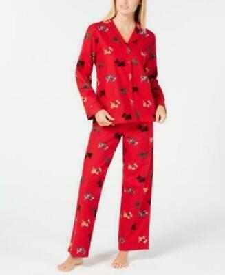 Charter Club Cotton Printed Flannel Pajama Set, XS/Animal Scottie