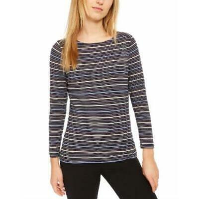 Anne Klein Womens Striped Boatneck T-Shirt, Size Large