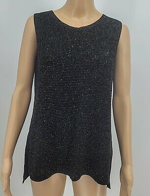 Lafayette 148 New York Sleeveless, Black Metallic Tunic , Size Medium