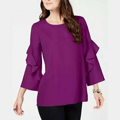 Alfani Women's Ruffled-Sleeve Zip-Back Top