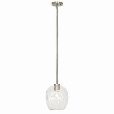 Cresswell Lighting 9″ Modern Brushed Nickel Clear Glass Round Mini Pendant Ceili