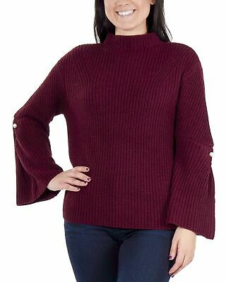 Ny Collection Womens Bell Sleeve Mock Neck Sweater, Size Small