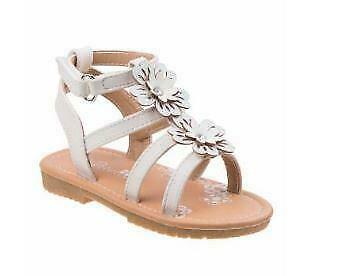 Petalia  Little Girls Flowers And Shimmer Detail Sandals, Size 9/White