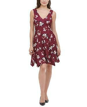 Kensie Printed Handkerchief-Hem Fit & Flare Dress, Size 6