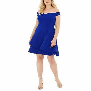 B Darlin Trendy Plus Size Off-the-Shoulder a-Line Dress, Choose Sz/Color
